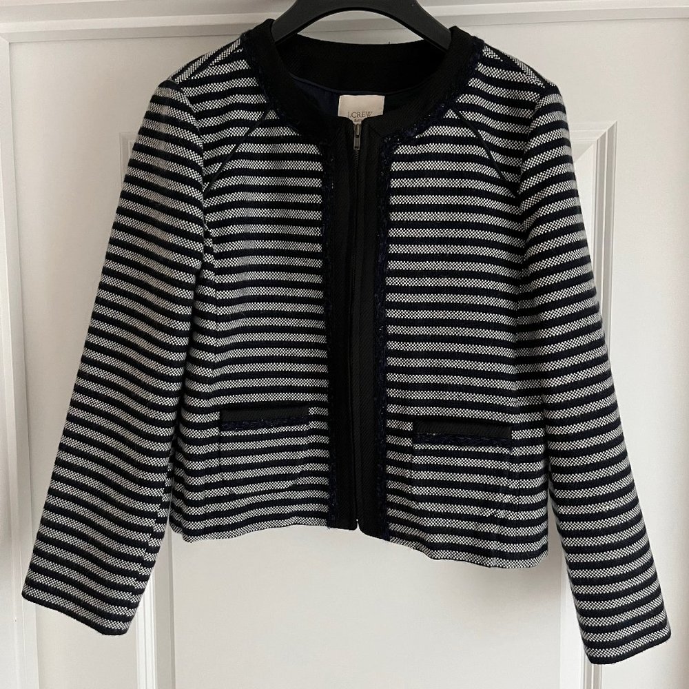 J. Crew Factory Navy Striped Suit Jacket / Blazer, Size 2 (NWT)